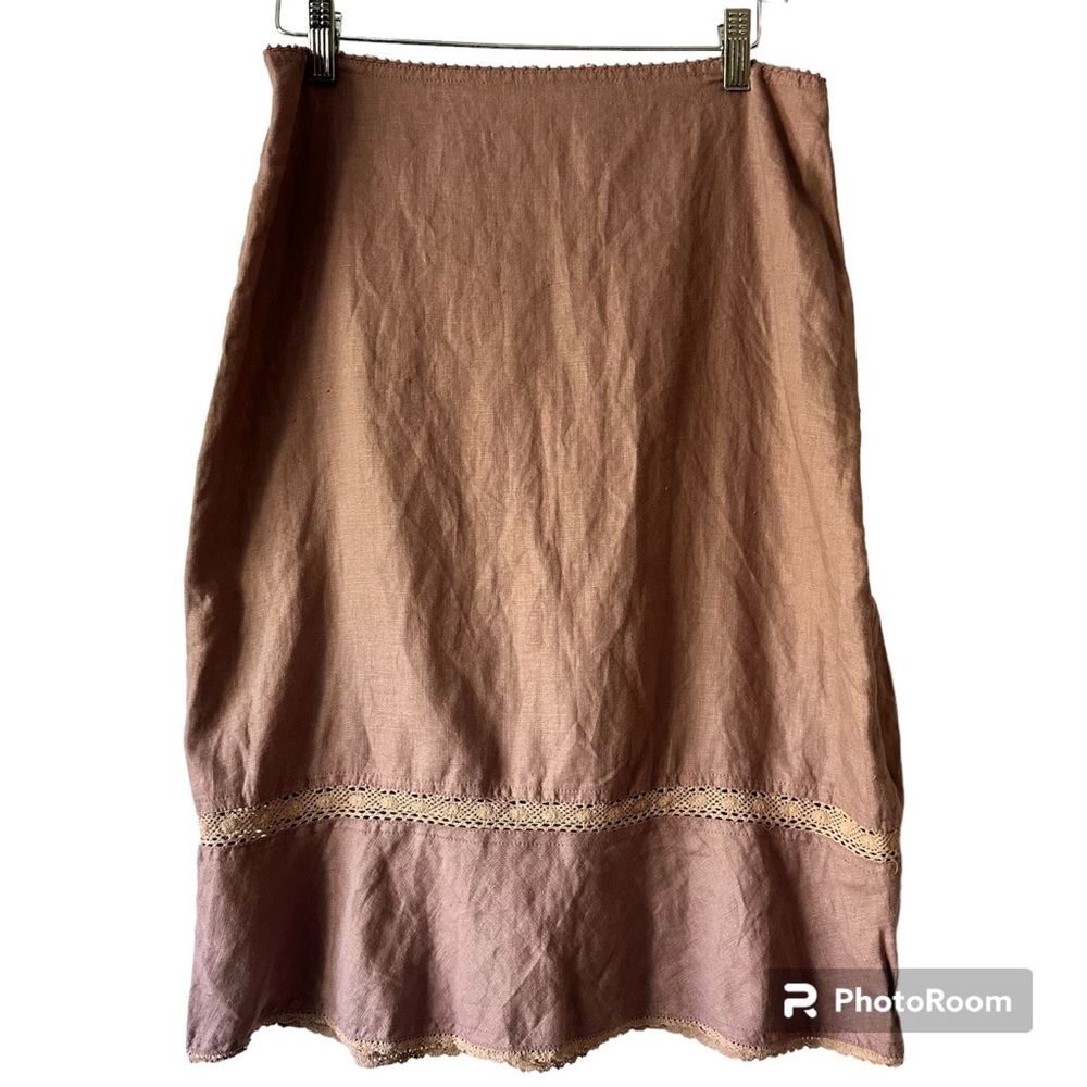 RW‎ & Co 100% Linen Skirt Lace Mauve Size 8